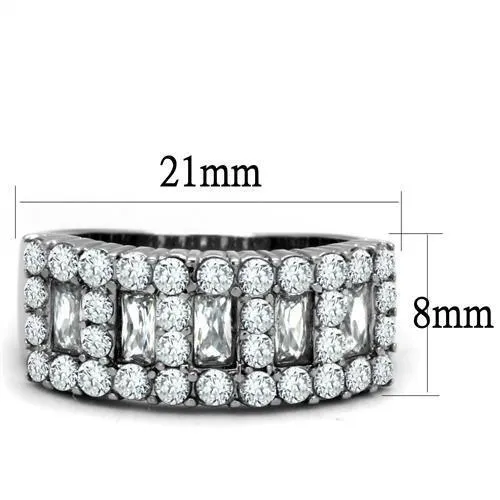 Rings Alamode TK2866 High polished no plating Stainless Steel Ring with AAA Grade CZ in Clear