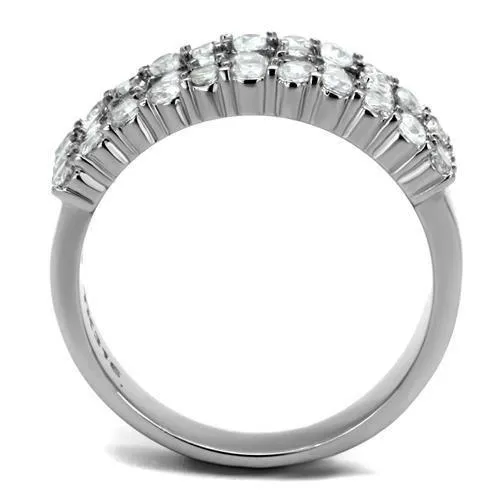 Rings Alamode TK2866 High polished no plating Stainless Steel Ring with AAA Grade CZ in Clear