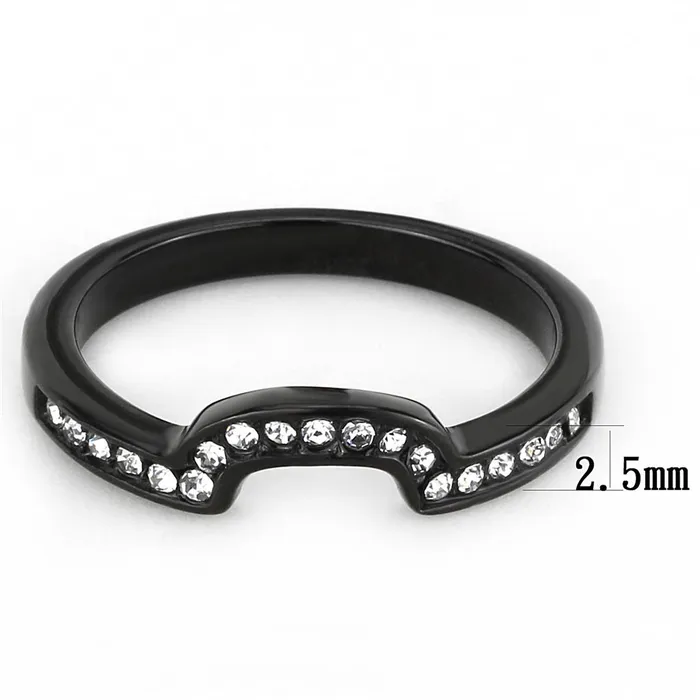 Rings Alamode TK3498 IP BlackIon Plating Stainless Steel Ring with Top Grade Crystal in Clear