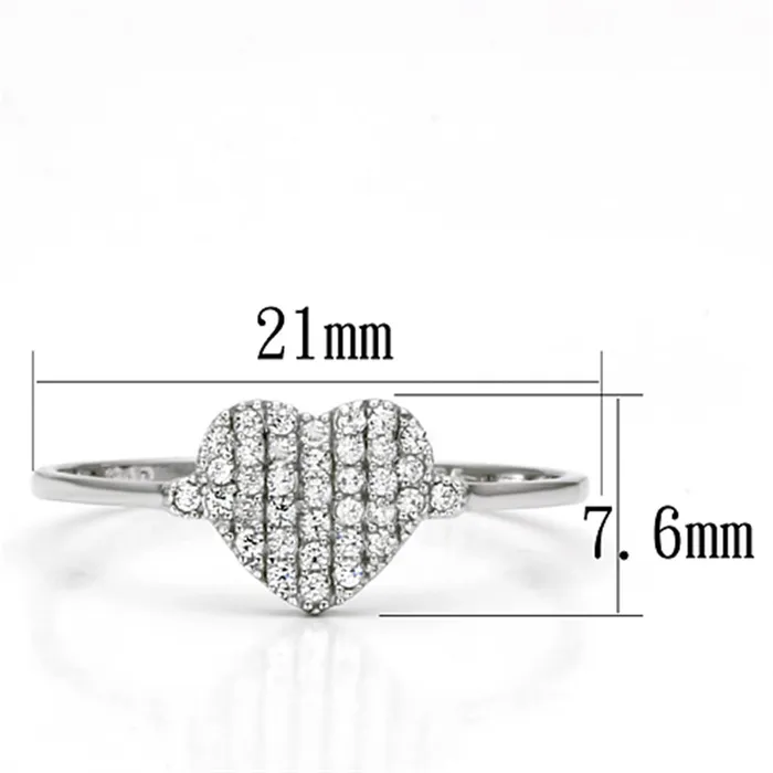 Rings Alamode TS133 Rhodium 925 Sterling Silver Ring with AAA Grade CZ in Clear