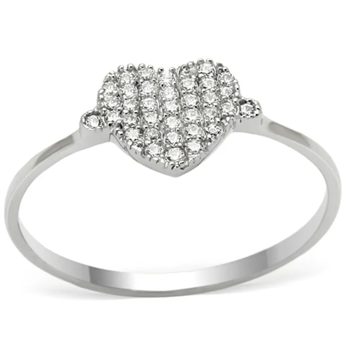 Rings Alamode TS133 Rhodium 925 Sterling Silver Ring with AAA Grade CZ in Clear
