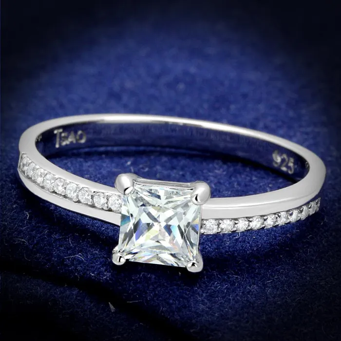 Rings Alamode TS558 Rhodium 925 Sterling Silver Ring with AAA Grade CZ in Clear Rings Alamode TS558 Rhodium 925 Sterling Silver Ring with AAA Grade CZ in Clear