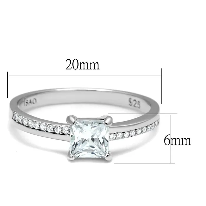 Rings Alamode TS558 Rhodium 925 Sterling Silver Ring with AAA Grade CZ in Clear