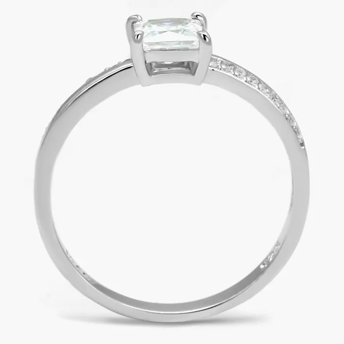 Rings Alamode TS558 Rhodium 925 Sterling Silver Ring with AAA Grade CZ in Clear