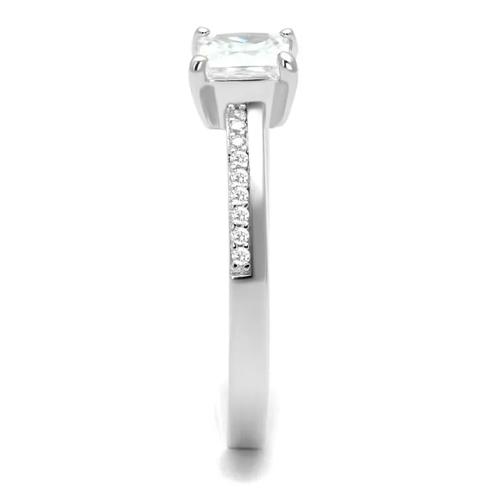 Rings Alamode TS558 Rhodium 925 Sterling Silver Ring with AAA Grade CZ in Clear