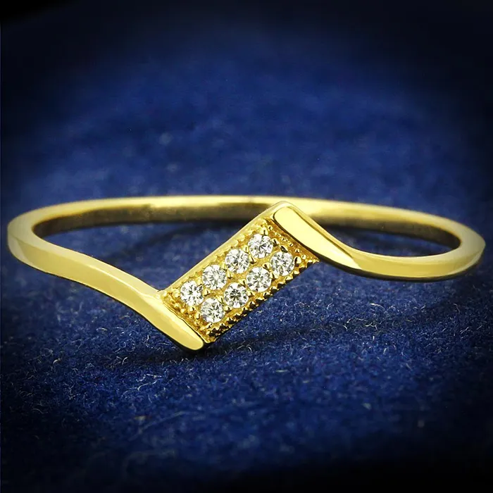 Rings Alamode TS594 Gold 925 Sterling Silver Ring with AAA Grade CZ in Clear Rings Alamode TS594 Gold 925 Sterling Silver Ring with AAA Grade CZ in Clear