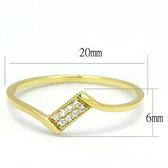 Rings Alamode TS594 Gold 925 Sterling Silver Ring with AAA Grade CZ in Clear