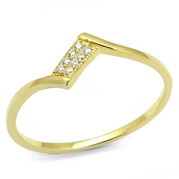 Rings Alamode TS594 Gold 925 Sterling Silver Ring with AAA Grade CZ in Clear