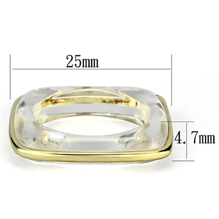 Rings Alamode VL081 IP GoldIon Plating Brass Ring with Synthetic Synthetic Stone in Clear