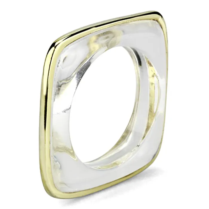 Rings Alamode VL081 IP GoldIon Plating Brass Ring with Synthetic Synthetic Stone in Clear