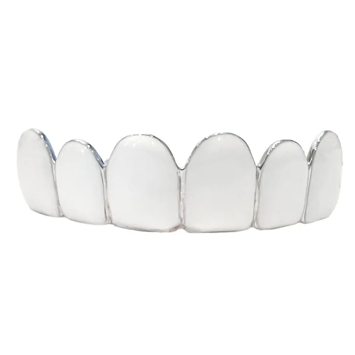 Rings Bling Cartel Real Solid 925 Sterling Silver White Enamel Top Six Teeth Grillz Rings Bling Cartel Real Solid 925 Sterling Silver White Enamel Top Six Teeth Grillz