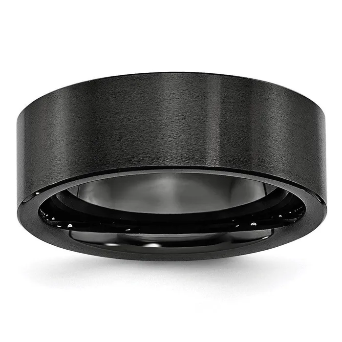 Rings Chisel Black Ceramic Flat 8mm Brushed Band