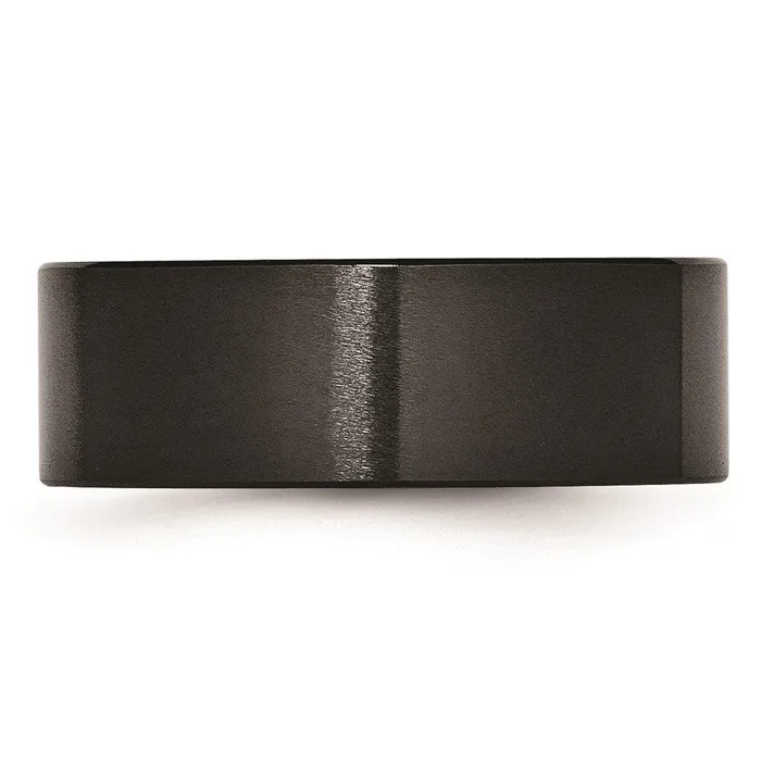 Rings Chisel Black Ceramic Flat 8mm Brushed Band Rings Chisel Black Ceramic Flat 8mm Brushed Band