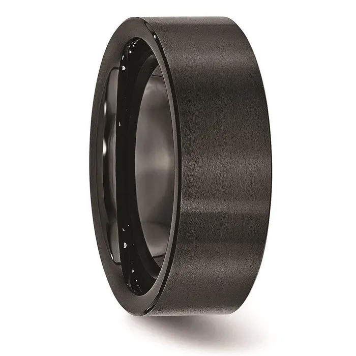 Rings Chisel Black Ceramic Flat 8mm Brushed Band Rings Chisel Black Ceramic Flat 8mm Brushed Band