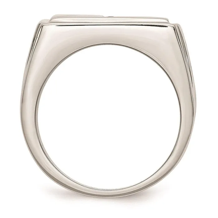 Rings Chisel Stainless Steel Diamond Cross wTextured Sides Ring Rings Chisel Stainless Steel Diamond Cross wTextured Sides Ring
