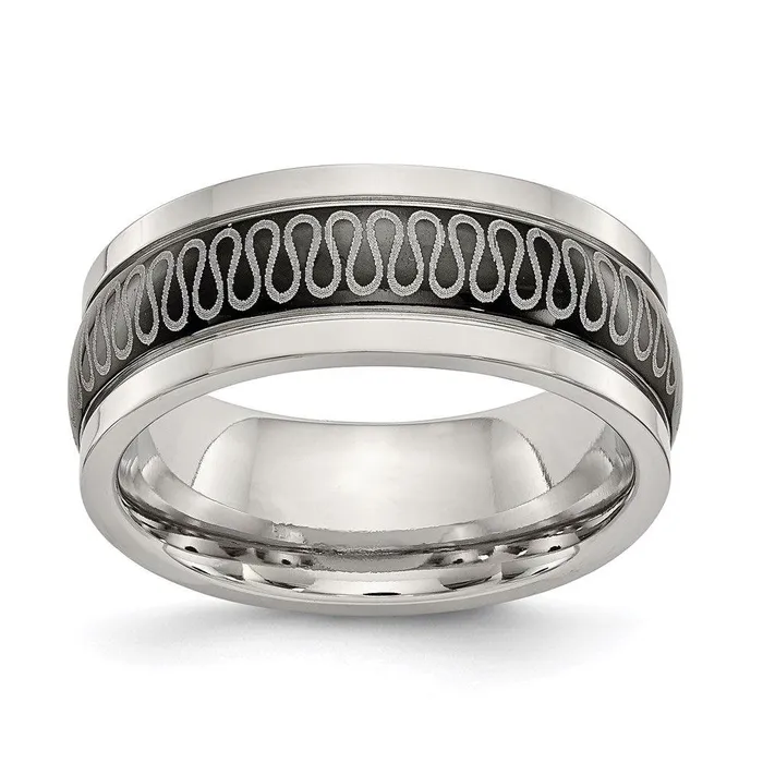 Rings Chisel Stainless Steel Polished Black IPplated 780mm Band