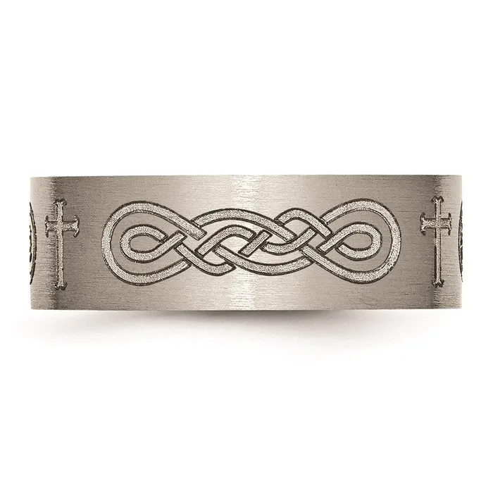 Rings Chisel Titanium Flat 8mm Laser Design Brushed Band TB33P Rings Chisel Titanium Flat 8mm Laser Design Brushed Band TB33P