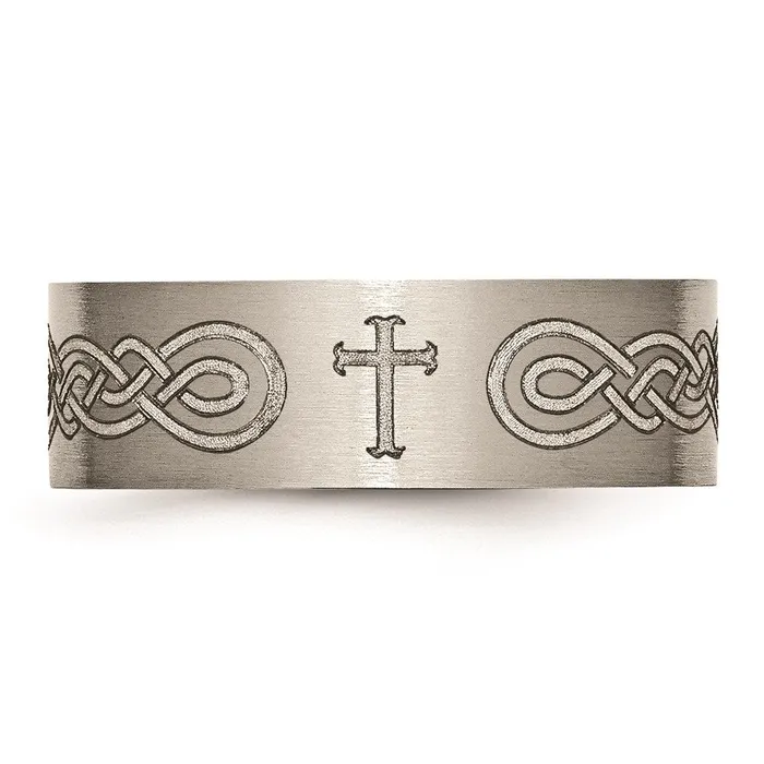 Rings Chisel Titanium Flat 8mm Laser Design Brushed Band TB33P Rings Chisel Titanium Flat 8mm Laser Design Brushed Band TB33P