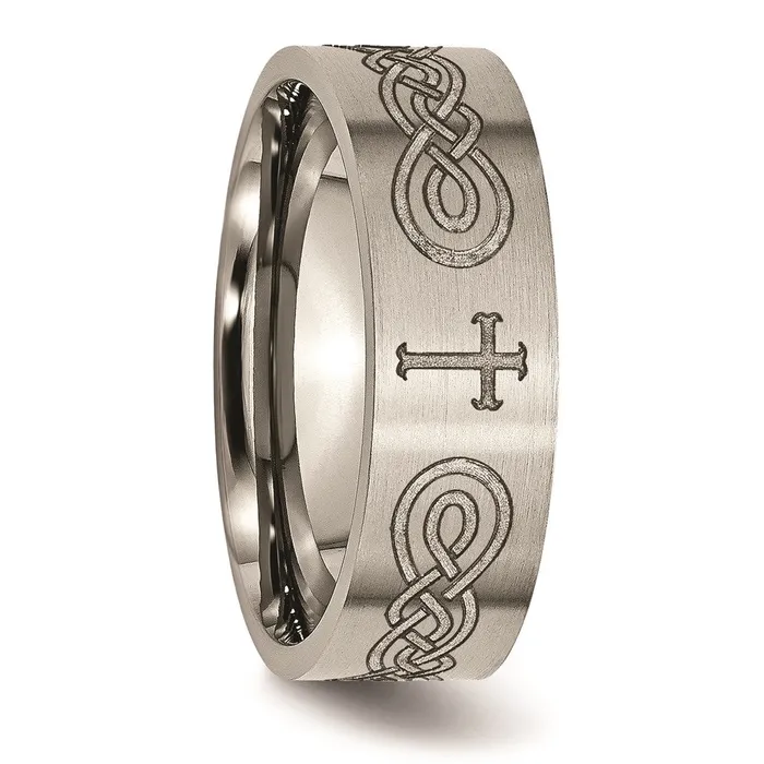 Rings Chisel Titanium Flat 8mm Laser Design Brushed Band TB33P Rings Chisel Titanium Flat 8mm Laser Design Brushed Band TB33P