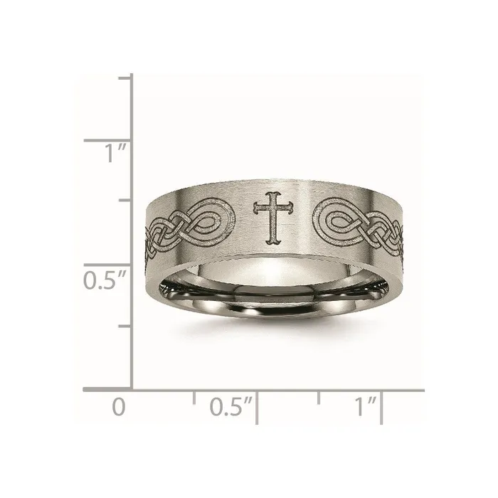 Rings Chisel Titanium Flat 8mm Laser Design Brushed Band TB33P Rings Chisel Titanium Flat 8mm Laser Design Brushed Band TB33P