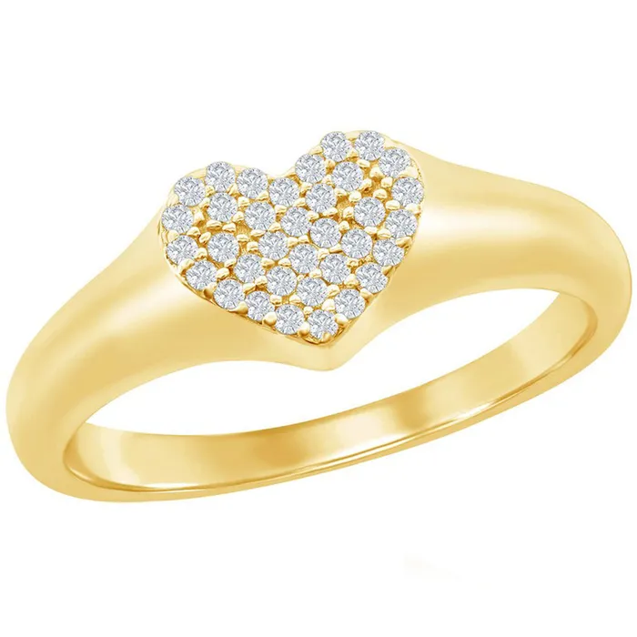 Rings Classic Classic Womens Gold Micro Pave CZ Heart Ring W2775