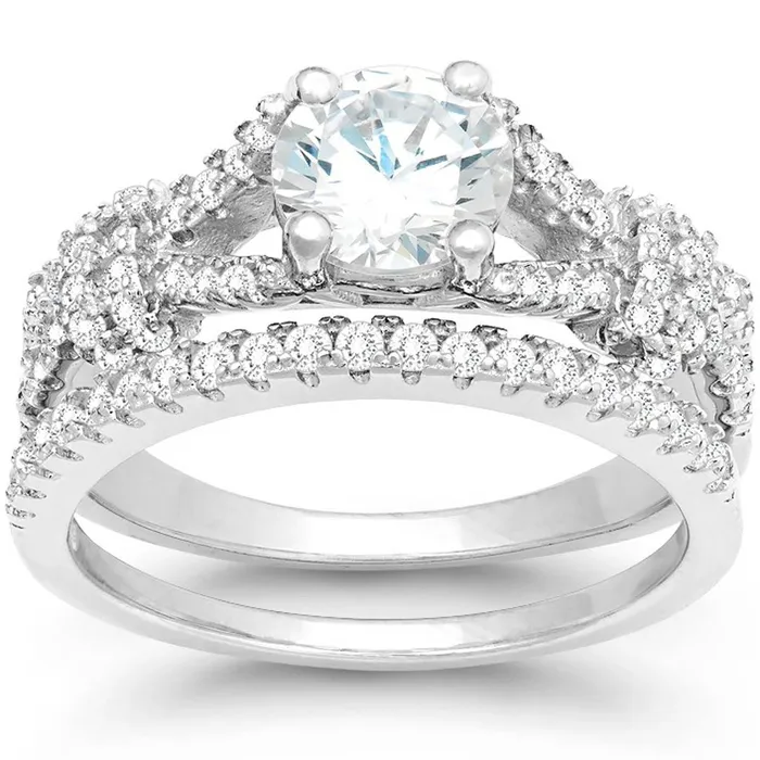 Rings Classic Classic Womens Silver Micro Pave CZ Ring Set W9898
