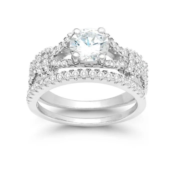 Rings Classic Classic Womens Silver Micro Pave CZ Ring Set W9898