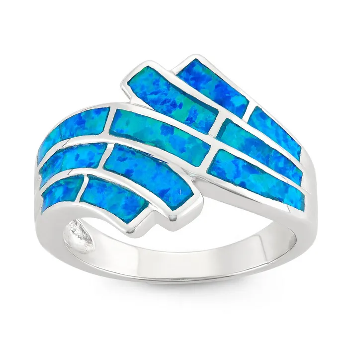 Rings Classic Sterling Silver Blue Inlay Opal Ring W9658