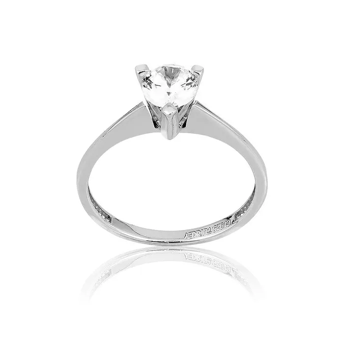 Rings Classic Sterling Silver Tri Prong CZ Engagement Ring W9568