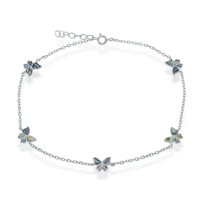 Rings Classic Womens Anklet Sterling Silver Abalone Butterfly R9245 Classic Rings Classic Womens Anklet Sterling Silver Abalone Butterfly R9245 Classic