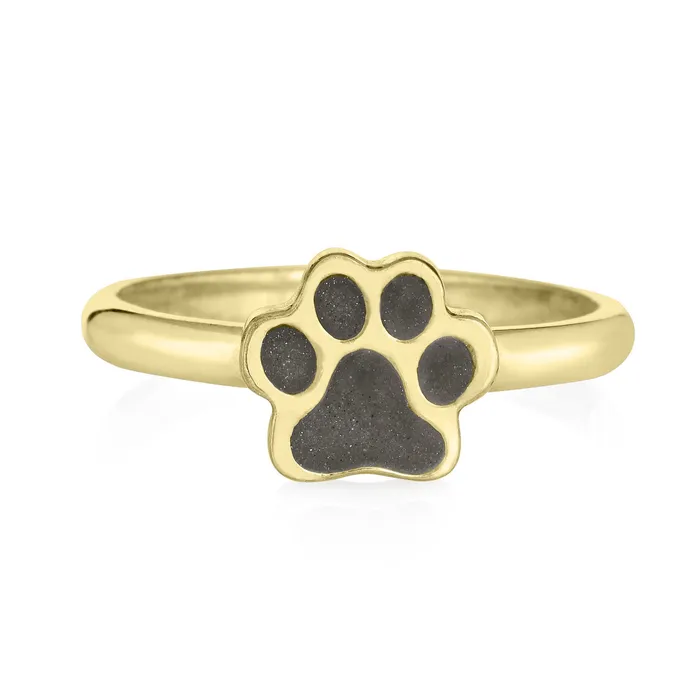 Rings closebymejewelry Paw Print Stacking Cremation Ring in 14K Yellow Gold