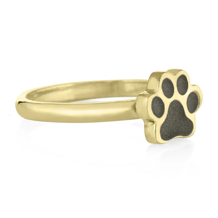 Rings closebymejewelry Paw Print Stacking Cremation Ring in 14K Yellow Gold
