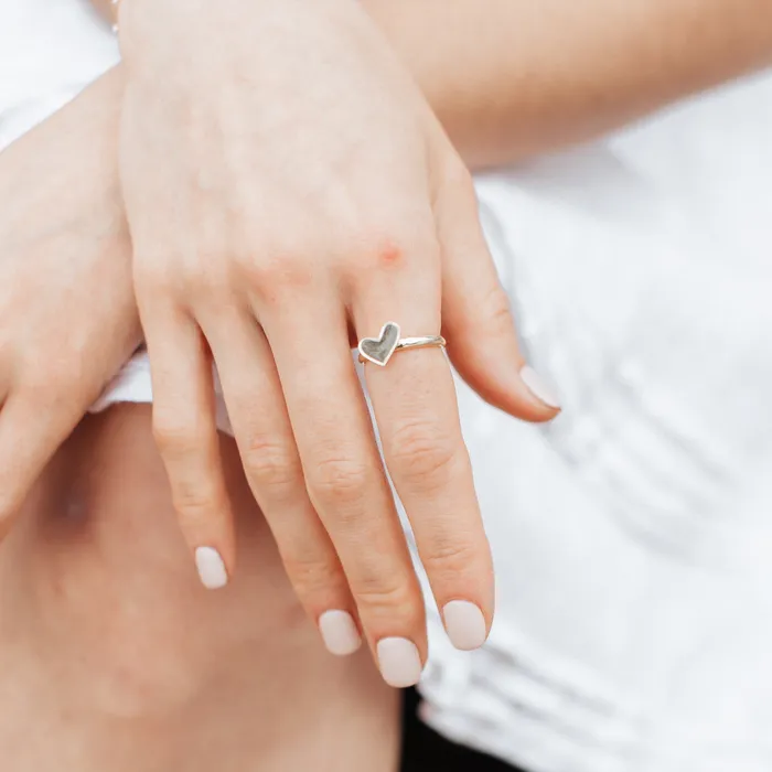 Rings closebymejewelry Signature Heart Stackable Cremation Ring in 14K Yellow Gold