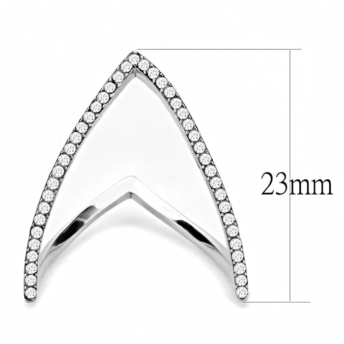 Rings DA132 High polished no plating Stainless Steel Ring with AAA Grade CZ in Clear Alamode