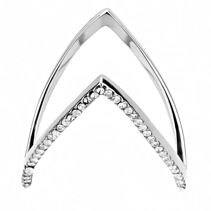 Rings DA132 High polished no plating Stainless Steel Ring with AAA Grade CZ in Clear Alamode