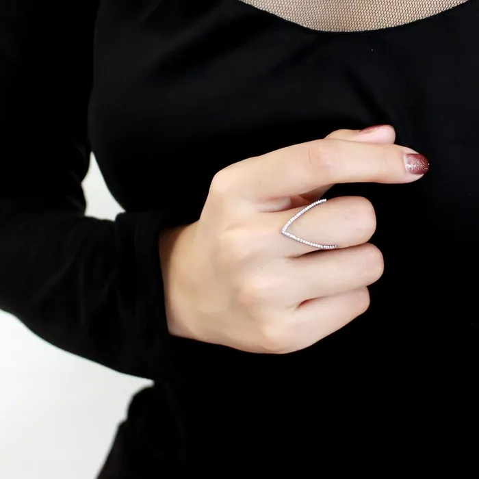 Rings DA132 High polished no plating Stainless Steel Ring with AAA Grade CZ in Clear Alamode
