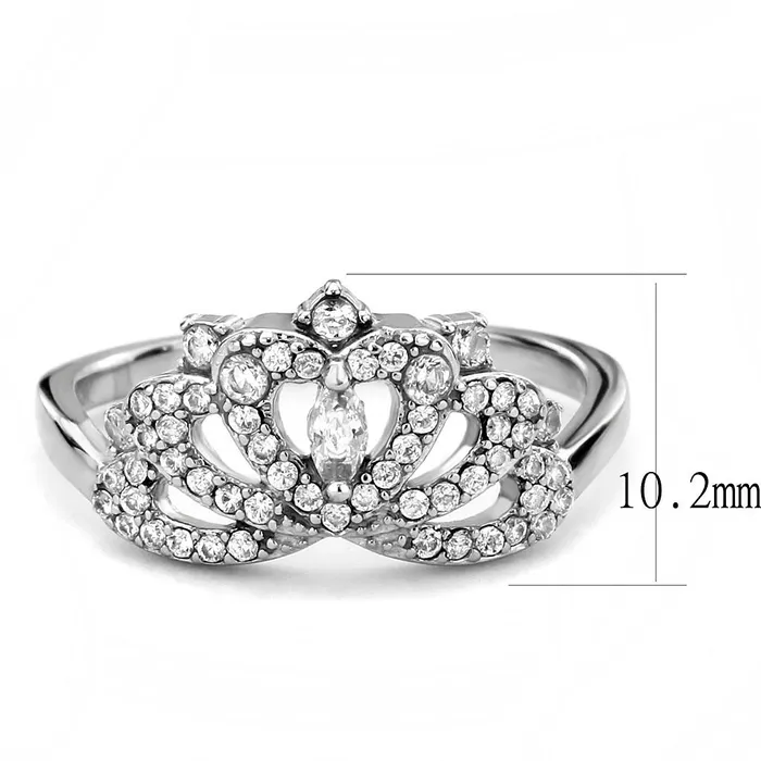 Rings DA354 High polished no plating Stainless Steel Ring with AAA Grade CZ in Clear Alamode