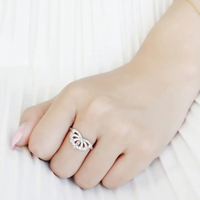 Rings DA354 High polished no plating Stainless Steel Ring with AAA Grade CZ in Clear Alamode
