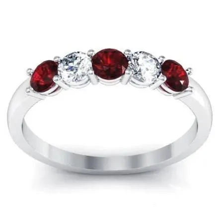 Rings deBebians 050cttw Shared Prong Garnet and Diamond Five Stone Ring