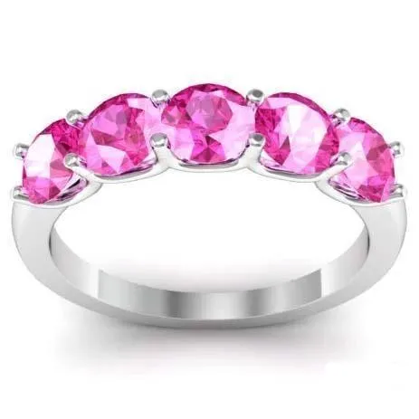 Rings deBebians 150cttw U Prong Pink Sapphire Five Stone Band