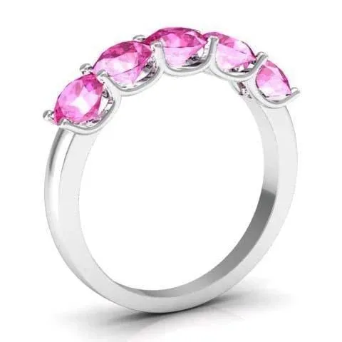Rings deBebians 150cttw U Prong Pink Sapphire Five Stone Band