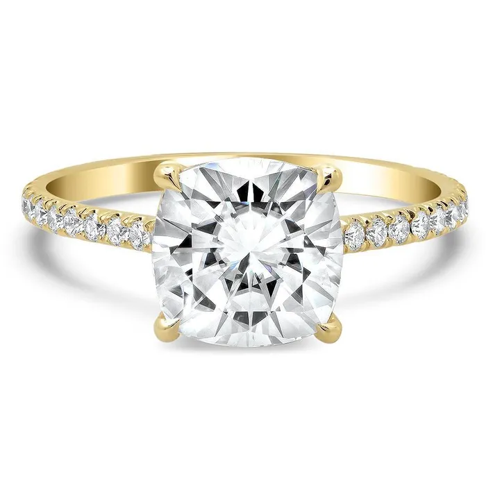 Rings deBebians Cushion Cut Kori Moissanite Pave Engagement Ring