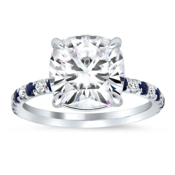 Rings deBebians Diamond and Sapphire Accented Engagement Ring