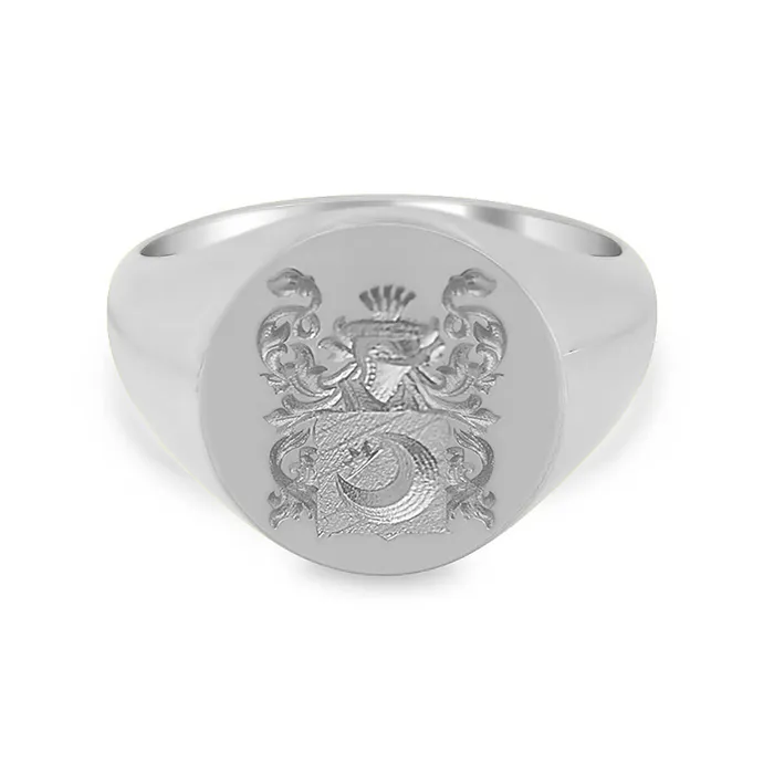 Rings deBebians Mens Round Signet Ring Medium CAD Designed Family Crest Logo