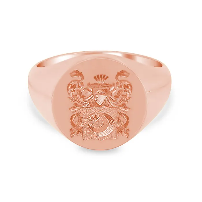 Rings deBebians Mens Round Signet Ring Medium CAD Designed Family Crest Logo