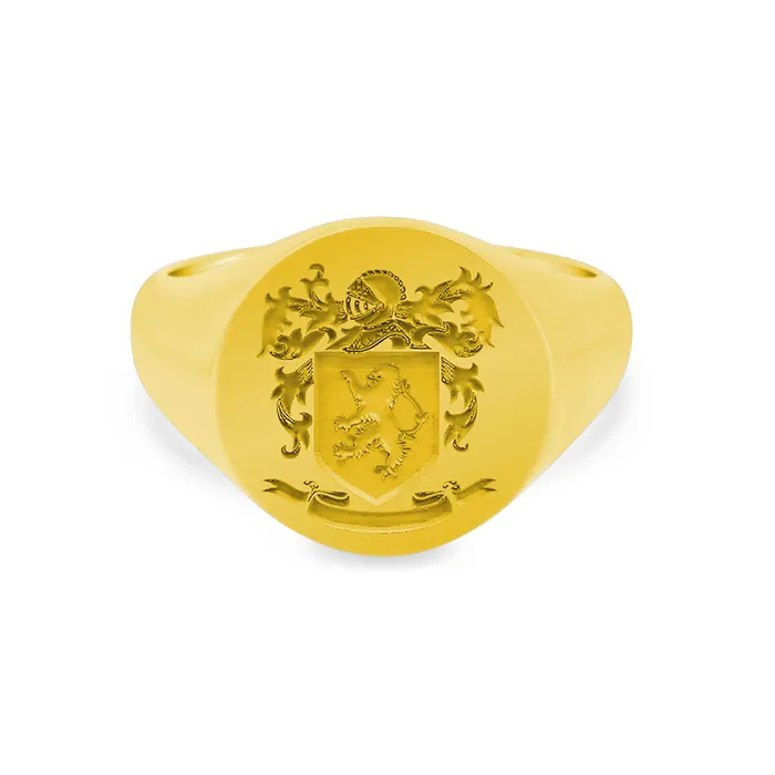 Rings deBebians Womens Round Signet Ring Extra Large Laser Engraved Family Crest Logo Rings deBebians Womens Round Signet Ring Extra Large Laser Engraved Family Crest Logo