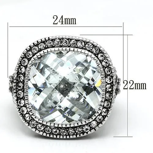 Rings LO2437 Rhodium Brass Ring with AAA Grade CZ in Clear Alamode