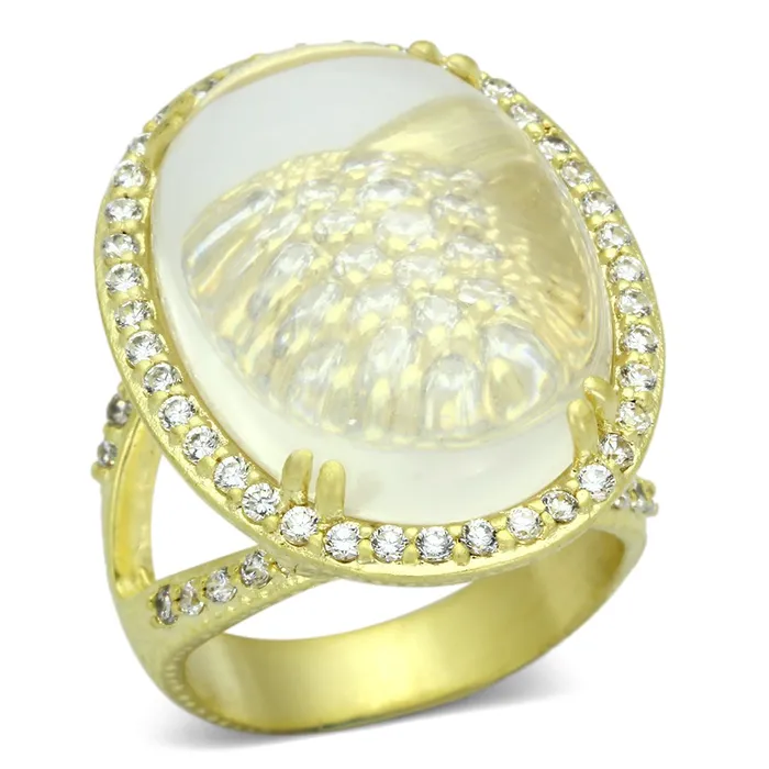 Rings LOA837 Matte Gold Brass Ring with Synthetic Synthetic Glass in Clear Alamode Rings LOA837 Matte Gold Brass Ring with Synthetic Synthetic Glass in Clear Alamode