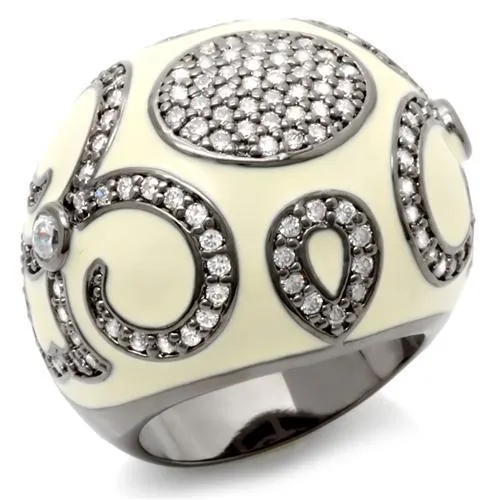 Rings LOA939 Ruthenium Brass Ring with AAA Grade CZ in Clear Alamode