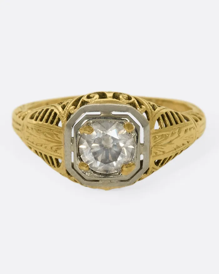 Rings MEMORIES AND STUFF Champagne Diamond Filigree Ring